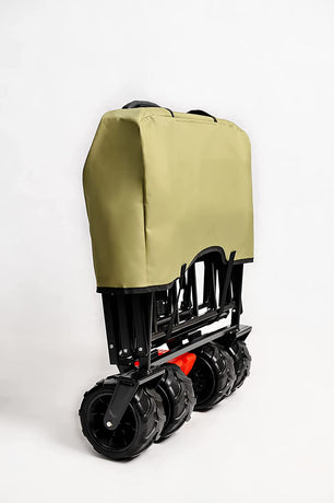 Heavy Duty Collapsible Folding Wagon Cart Trolly for Utility Outdoor Camping Garden Beach Picnic Shopping and Grocery Cart with All-Terrain Beach Wheels with Brakes and Adjustable Heavy Duty Handle and Drink Holder