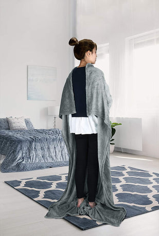 Catalonia Wearable Blanket with Sleeves and Pocket, Soft Fleece Mink Micro Plush Wrap Throws Blanket Robe for Women and Men,Grey grays Fleece