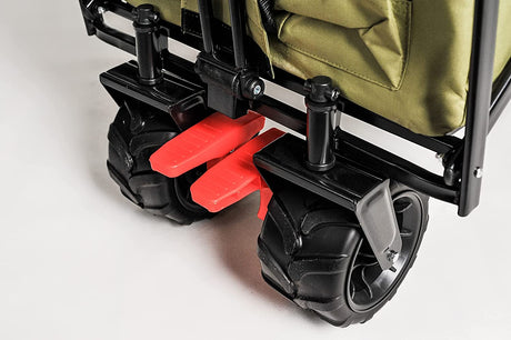 Heavy Duty Collapsible Folding Wagon Cart Trolly for Utility Outdoor Camping Garden Beach Picnic Shopping and Grocery Cart with All-Terrain Beach Wheels with Brakes and Adjustable Heavy Duty Handle and Drink Holder