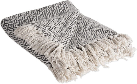 DII Rustic Farmhouse Cotton Diamond Blanket Throw with Fringe for Chair, Couch, Picnic, Camping, Beach, & Everyday Use, 50 x 60 - Double Diamond Mineral Contemporary Mineral