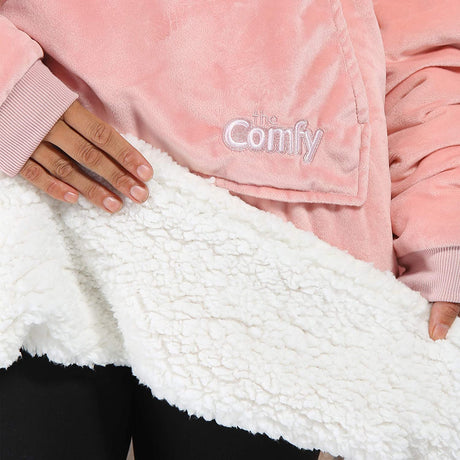 THE COMFY Original | Oversized Microfiber & Sherpa Wearable Blanket, Seen On Shark Tank, One Size Fits All Blush Adult