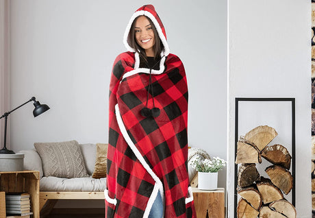 Safdie & Co. Premium Wearable Hooded Blanket for Adult Women and Men 71