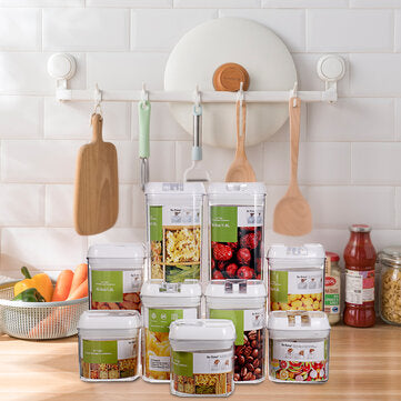 Airtight Food Storage Containers Square Nine-piece Easy-to-buckle Cans Kitchen Household Whole Grains Milk Powder Preservation Storage Tank