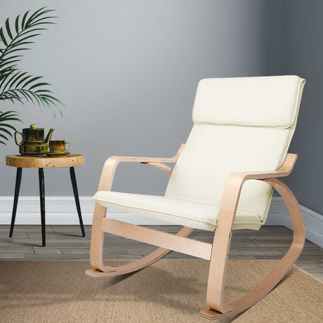 Artiss Fabric Rocking Armchair - Beige