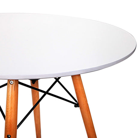 Artiss Round Dining Table 4 Seater 80cm White Replica Eames DSW Cafe Kitchen Retro Timber Wood MDF Tables