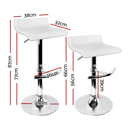 Artiss Set of 4 PU Leather Wave Style Bar Stools - White