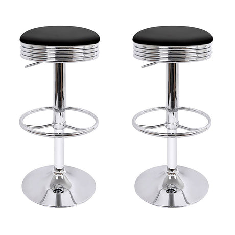 Artiss Set of 2 PU Leather Backless Bar Stools - Black