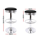 Artiss Set of 2 PU Leather Backless Bar Stools - Black