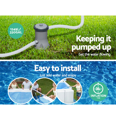 Bestway Above Ground Swimming Pool 2.82 x 1.96 m Power Metal Frame Filter Pump