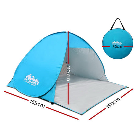 Weisshorn 4 Person Portable Pop Up Camping Tent - Blue
