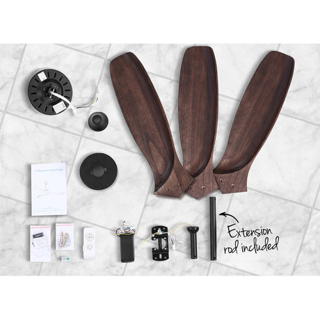 52 Fan Remote Control 8H Timer 3 Speeds 3 Wooden Blades