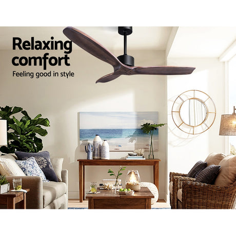 52 Fan Remote Control 8H Timer 3 Speeds 3 Wooden Blades