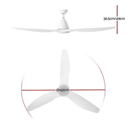 64 DC Motor Ceiling Fan with LED Light with Remote 8H Timer Reverse Mode 5 Speeds White
