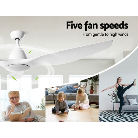 64 DC Motor Ceiling Fan with LED Light with Remote 8H Timer Reverse Mode 5 Speeds White