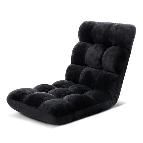 Artiss Lounge Sofa Floor Recliner Futon Chaise Folding Couch Black