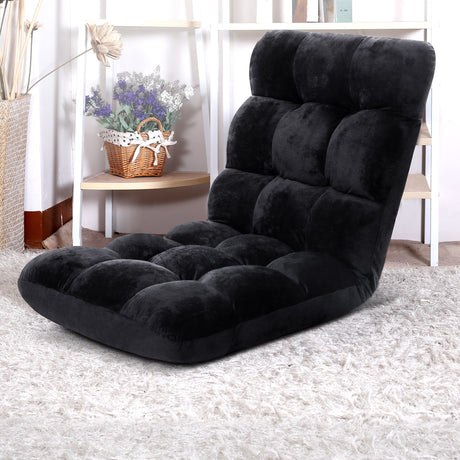 Artiss Lounge Sofa Floor Recliner Futon Chaise Folding Couch Black