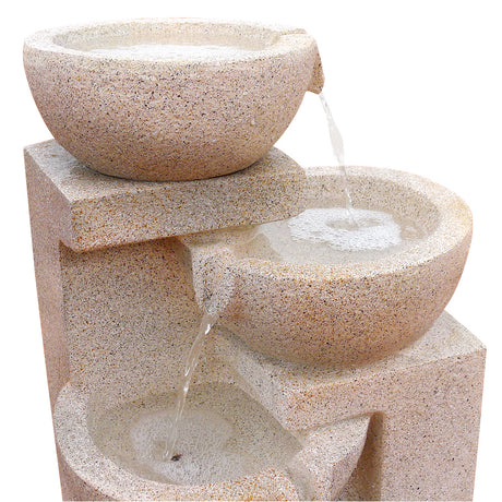 Gardeon 4 Tier Solar Powered Water Fountain with Light - Sand Beige