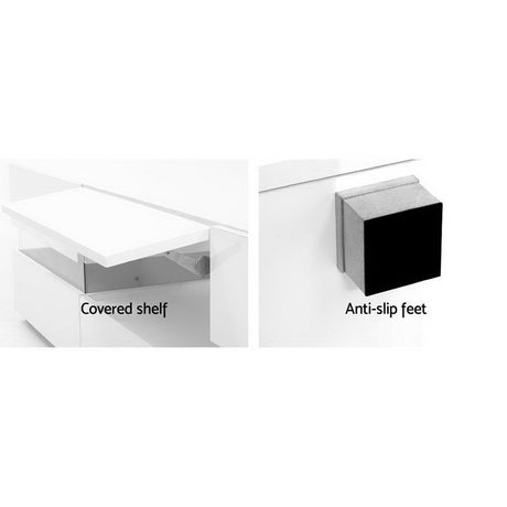 Artiss TV Cabinet Entertainment Unit Stand RGB LED Gloss Furniture 177cm White