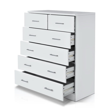 Artiss Tallboy Dresser Table 6 Chest of Drawers Cabinet Bedroom Storage White