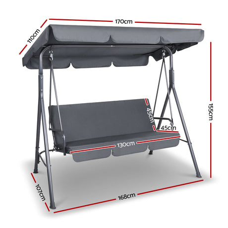 Swing Chair with Canopy - Grey