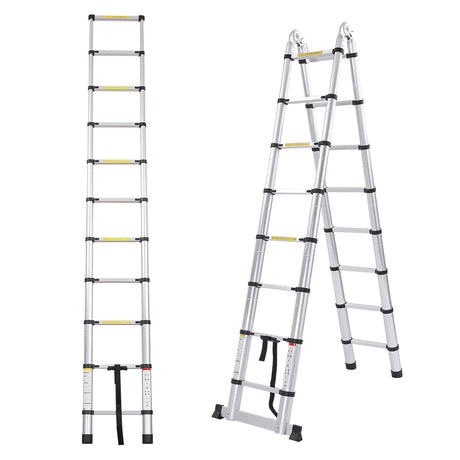 2.6M Telescopic Aluminium Multipurpose Ladder Extension Alloy Extendable Step