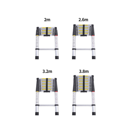 2.6M Telescopic Aluminium Multipurpose Ladder Extension Alloy Extendable Step