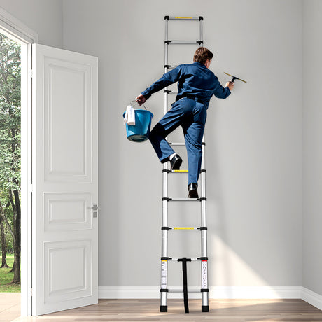 2.6M Telescopic Aluminium Multipurpose Ladder Extension Alloy Extendable Step