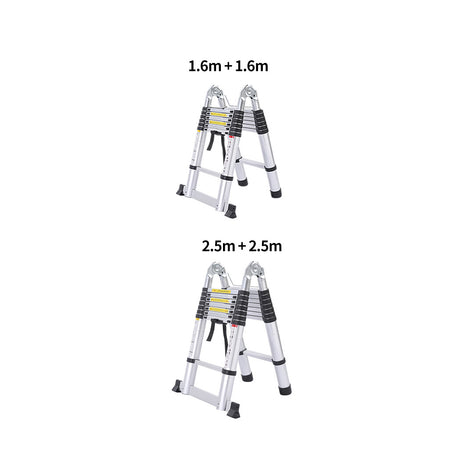 1.6M+1.6M Telescopic Aluminium Multipurpose Ladder Extension Alloy Extendable Step