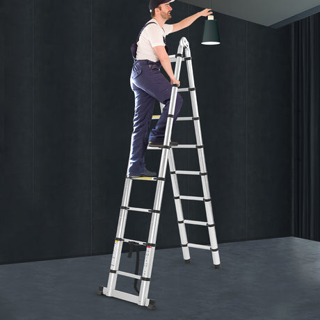 1.6M+1.6M Telescopic Aluminium Multipurpose Ladder Extension Alloy Extendable Step