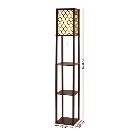 Artiss Floor Lamp Wood Shelf Morden Living Bedroom Lighting Storage Organizer