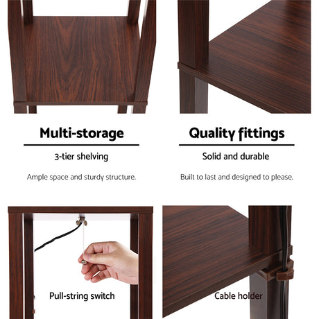 Artiss Floor Lamp Wood Shelf Morden Living Bedroom Lighting Storage Organizer