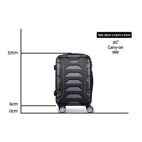 Wanderlite 20 Luggage Sets Suitcase Trolley Travel Hard Case Lightweight Black