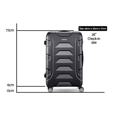 Wanderlite 28 Luggage Sets Suitcase Trolley Travel Hard Case Lightweight Black