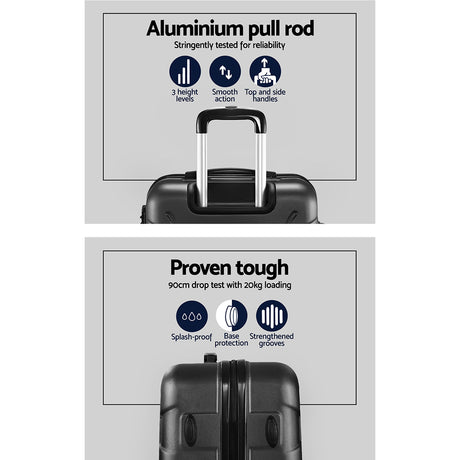 Wanderlite 28 Luggage Sets Suitcase Trolley Travel Hard Case Lightweight Black