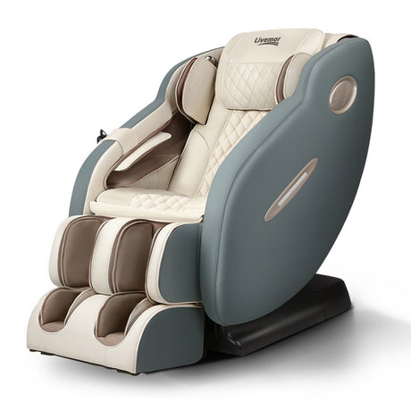 Livemor 3D Electric Massage Chair SL Track Full Body Zero Gravity Shiatsu Navy Cream