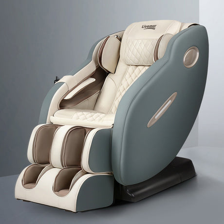 Livemor 3D Electric Massage Chair SL Track Full Body Zero Gravity Shiatsu Navy Cream