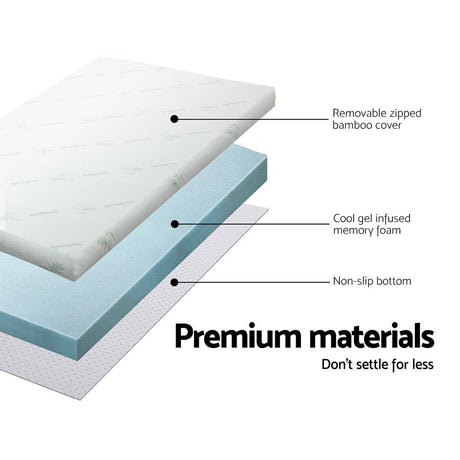 Giselle Bedding Cool Gel Memory Foam Mattress Topper Bamboo Cover 8CM King