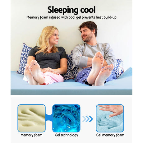 Giselle Bedding Cool Gel Memory Foam Mattress Topper Bamboo Cover 8CM King