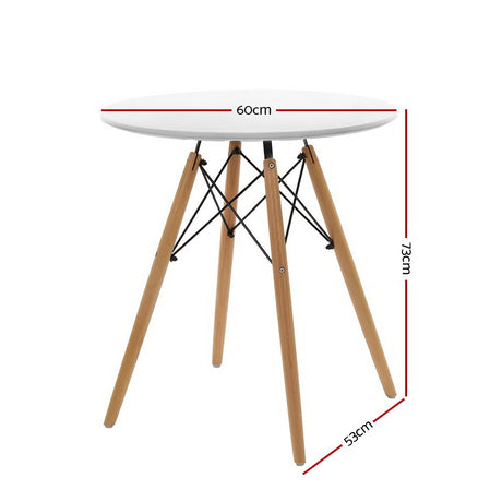 Artiss Replica Eames DSW Eiffel Dining Table Kithcen Cafe 4 Seater Timber Round White