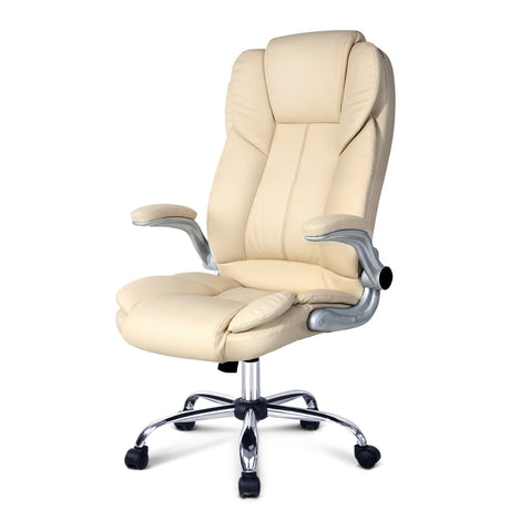 Artiss Kea Executive Office Chair Leather Beige