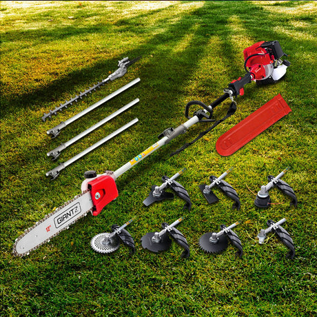 Giantz 4-STROKE Pole Chainsaw Hedge Trimmer Brush Cutter Whipper Multi Tool Saw