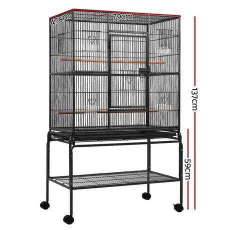 i.Pet Large Bird Cage with Perch - Black