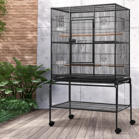 i.Pet Large Bird Cage with Perch - Black