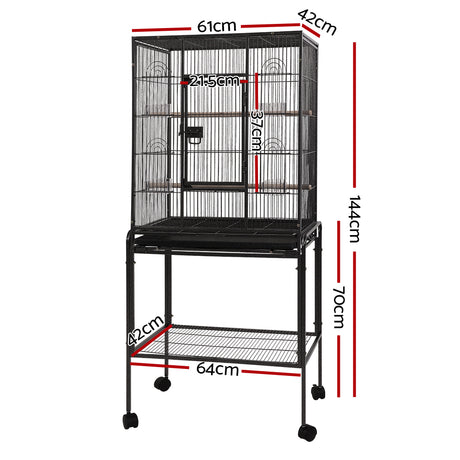 i.Pet Large Bird Cage with Perch - Black