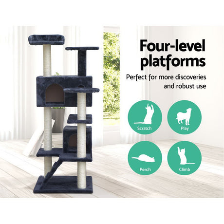 i.Pet 134cm Cat Scratching Post - Dark Grey