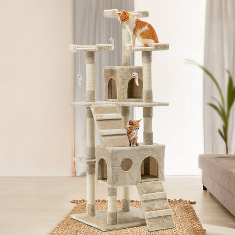 i.Pet 180cm Multi Level Cat Scratching Post - Beige