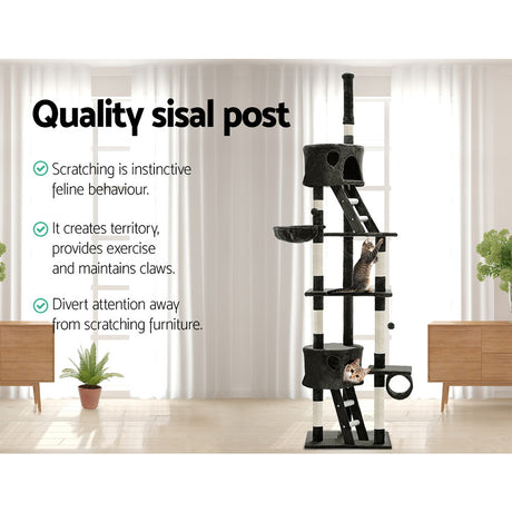 i.Pet 260cm Multi Level Cat Scratching Post - Grey