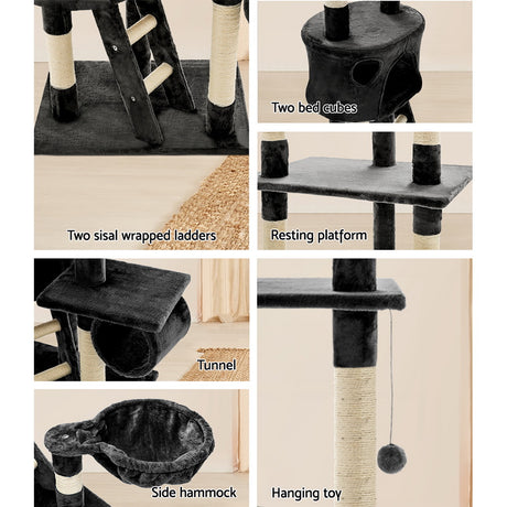 i.Pet 260cm Multi Level Cat Scratching Post - Grey