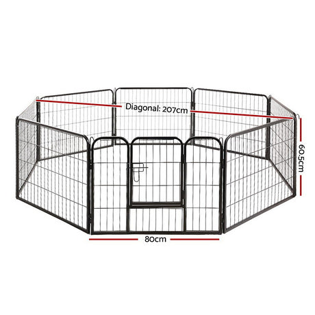 i.Pet Pet Dog Playpen 8 Panel Puppy Exercise Cage Enclosure Fence 80x60cm