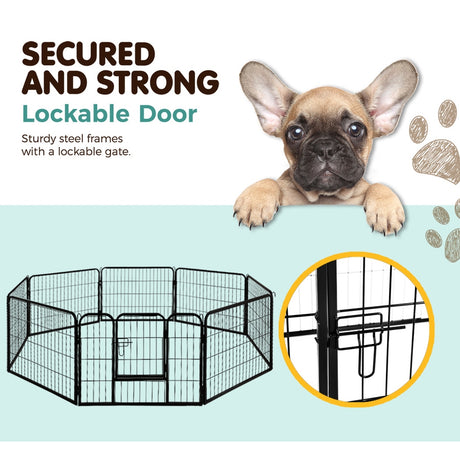 i.Pet Pet Dog Playpen 8 Panel Puppy Exercise Cage Enclosure Fence 80x60cm